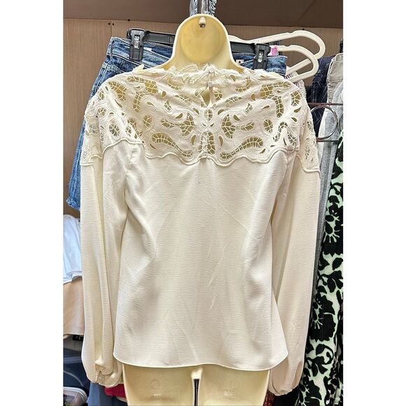 JONATHAN SIMKHAI LOCHLYN EMBROIDERED PAISLEY PUFF SLEEVE TOP in Ivory NWT Size S - Picture 6 of 10